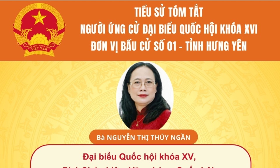 TIỂU SỬ VÀ CHƯƠNG TRÌNH HÀNH ĐỘNG CỦA NGƯỜI ỨNG CỬ ĐẠI BIỂU QUỐC HỘI KHÓA XVI: BÀ NGUYỄN THỊ THÚY NGẦN