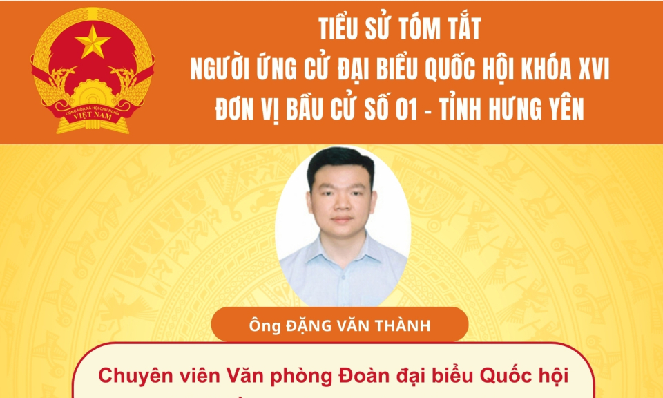 TIỂU SỬ VÀ CHƯƠNG TRÌNH HÀNH ĐỘNG CỦA NGƯỜI ỨNG CỬ ĐẠI BIỂU QUỐC HỘI KHÓA XVI: ÔNG ĐẶNG VĂN THÀNH